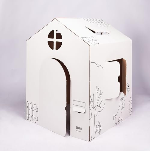 Wiplii - Maison en Carton - Jeu Géant : 71,8 x 70,8 x 91,5 cm - Jeu pour Enfant - Idéal Cadeau d'anniversaire, Noël ou Décoration pour Fêtes dès 3 Ans