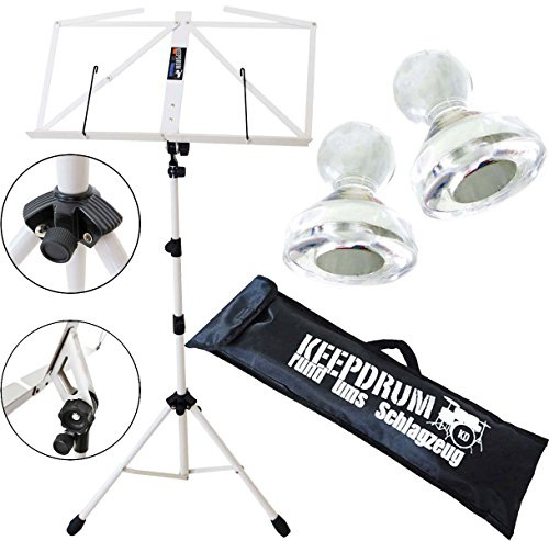 keepdrum Notenständer Notenpult Weiss mit Tasche +10 Stück Notenpult Magnete MG10