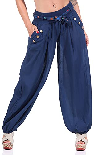 Malito Pantaloni alla Zuava Classico Design Boyfriend Aladin Harem Pantaloni Sbuffo Pantaloni Pump Baggy Yoga 3417 Donna Taglia Unica (Blu Scuro)