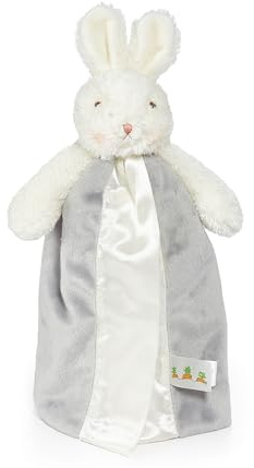 Bunnies By The Bay Bloom Bunny Bye Bye Buddy - Travel Size Baby Lovey - 11 inch Stuffed Rabbit and Baby Blanket - Super Soft Velour with Satin Lining