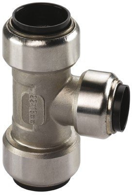 Edelstahl Steckfitting Tectite T-Stück Mittelgang reduziert 35 mm x 28 mm x 35 mm, TS130R