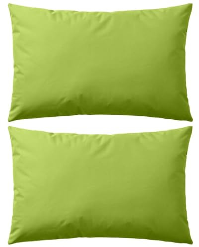 VidaXL - Almohada de jardín, cojín de decoración de exterior con estampado, tela, verde manzana, 2 pcs 60 x 40 cm