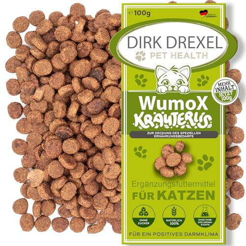 Dirk Drexel WumoX Kräuterlis für Katzen 100g | Leckerlis mit Kräuterextrakten | natürliche Ernährung zur Stärkung des Darmmilieus | mit echtem Wermut | natürliche Alternative