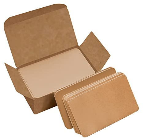 Vanra - Petites fiches vierges en papier cartonné - Dimensions : 8,9 x 5,1 cm - Non lignées - Avec coins arrondis 300/Pack Kraft Brown