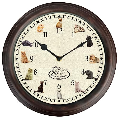 Esschert Fallen Fruits TF015 Wanduhr mit Katzenklang