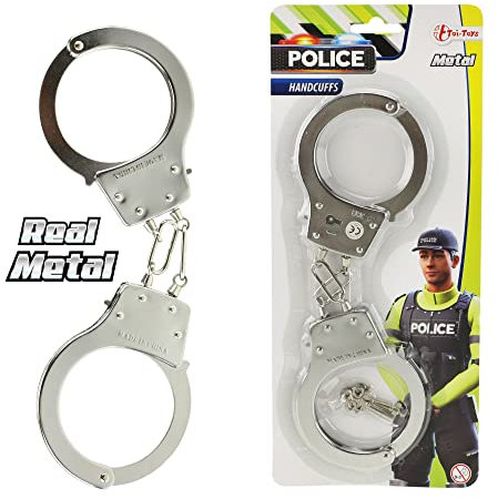 Toi-Toys Kinder Handschellen POLICE Polizeihandschellen, Spielzeughandschellen aus Metall ca. 28 cm