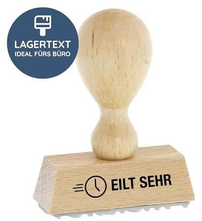 Stempel Eilt Sehr, Holzstempel 50x20 mm, Eilstempel | Fertigtext ohne Wartezeit für dringende Vorgänge und Termine – Stempelkissen separat erforderlich