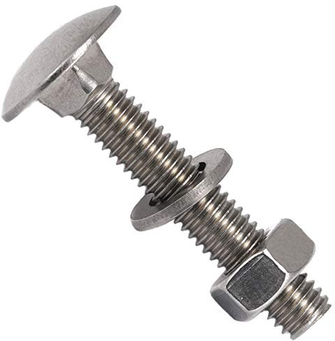 OPIOL QUALITY® Schlossschrauben M8x30 mit Muttern und Unterlegscheiben M8 (50 Stück) aus Edelstahl A2 V2A Set DIN 603 / DIN 934 / DIN 125 Flachrundkopfschrauben Muttern Edelstahlschraubenset