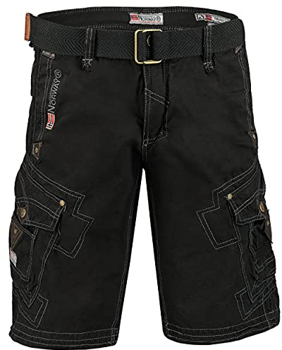 Geographical Norway panoramique män – bermudashorts herr sport cargo – shorts bermudas kort A bälte normalt snitt – man vår sommar, svart, XXL