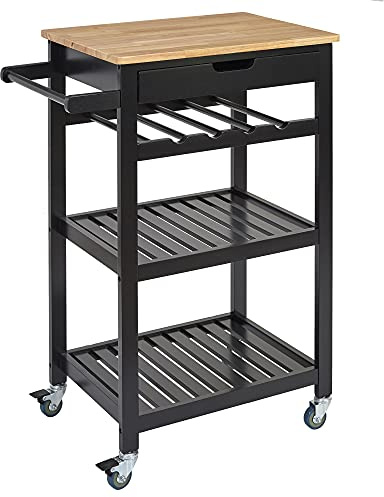 HOME DECO FACTORY Schminktisch Frisiertisch mit Spiegel und Hocker Weiß | Servierwagen aus Holz auf Rollen, für Küche und Esszimmer, mobile Aufbewahrung, modernes Design, mobil, 40 x 62,5 x 85,5 cm