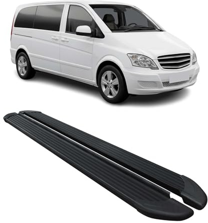 OMAC Trittbretter Seitenschweller kompatibel mit Mercedes Vito W639 2003-2014 L1 L2 Alu Schwarz
