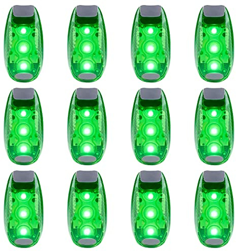 Awpeye 12 Pack Led Safety Light, Safety Light, High Visibility Strobe Running Lights Used for Bicycle, Walking Etc. Clip-On Running Lights Clip to Clothes Strap to Wrist, Bike Or Anywhere (Green)