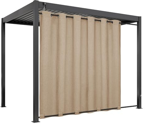 Easy-Going Outdoor-Vorhänge in Leinenoptik, wasserdicht, Winddicht, Veranda-Vorhänge, weich, dick, Outdoor-Sichtschutzvorhänge für Terrasse, Pavillon, Ösen Oben und Schlaufen, 279.4x243.8 cm, Beige