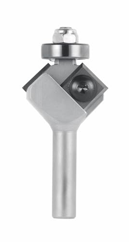 Fasefräser mit Kugellager und Wendemesser aus Hartmetall, Rechtslauf, Schneide 2, Winkel 45°, Arbeitslänge 6,5 mm, Gesamtlänge 60 mm, Schaft 8 x 30 mm, Ø 29 mm optional Ersatzwendemesser 12x12x1,5°