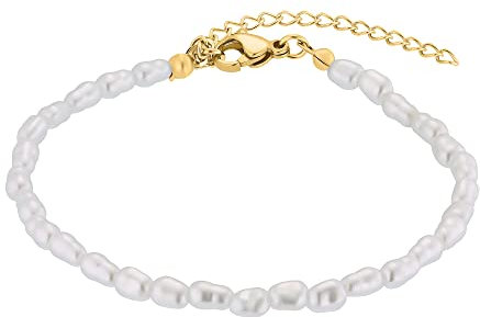 Heideman Armband Marta Damen - Aus hochwertigem Edelstahl gold farbend poliert Armkette für Frauen mit Perle weiss verstellbar edles Perlenarmband im Surferstyle