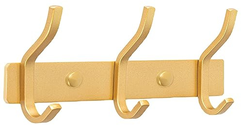 YUNISS Klädkrok, kroklist, garderobskrok, rostfritt stål med 3 krokar, väggkrokar garderobslist för sovrum, badrum (guld)