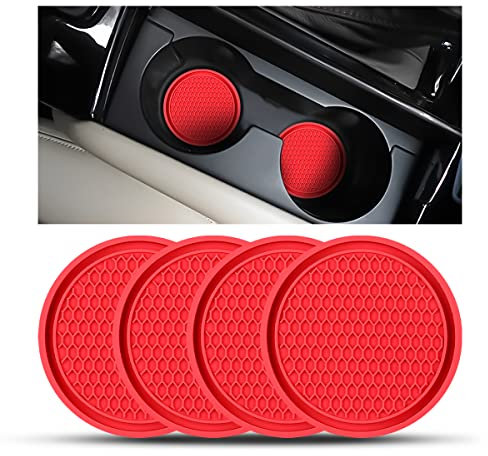 CGEAMDY 4 posavasos para coche, soporte para bebidas para coche, diámetro de PVC, color negro, posavasos antideslizantes para tazas de café (rojo)