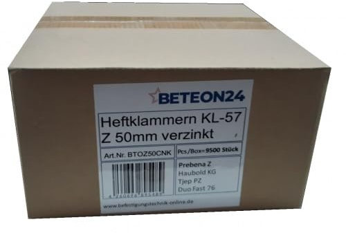 Heftklammern Z 50 CNKHA 50mm verzinkt passend für Prebena Z Haubold KG 725 KL-57 (1Box=9,5 Mille)