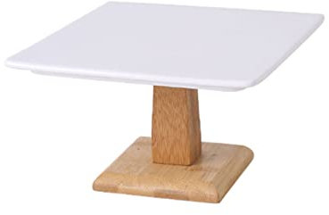 OUSIKA Soporte de Pastel de Pedestal de cerámica for Postre con Base de bambú Plato de Servicio de presentación de Fruta de Postre Multifuncional for Pasteles, Muffins de Fruta Platos (Color : Bianco