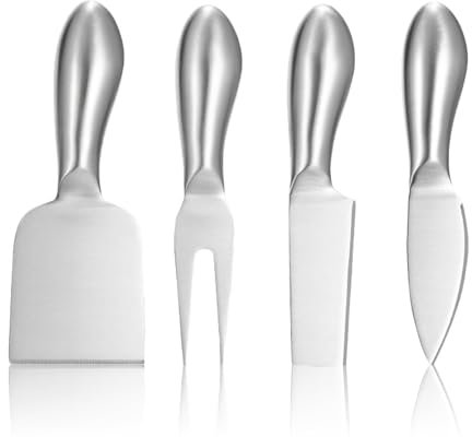Gsrhzd Käsemesser Set, 4 Stück Buttermesser, Edelstahl Käsebesteck, Buttermesser Klein, Mini Streichmesser, Dessertmesser, Geeignet für Alle Käsesorten, für Kuchen-Dessert-Käsesalat
