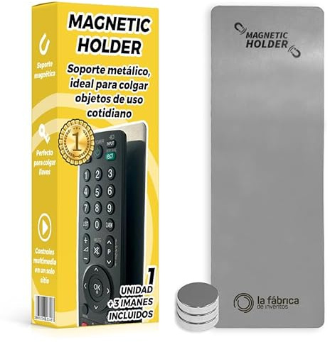 The Inventions Emporium Soporte Mando con 1 Soporte + 3 imanes - Colgador De Llaves Para Pared - Soporte Pared - Soporte Mando Pared