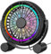 Punoge USB RGB Desk Fan - 3 Speeds Quiet Portable Table Fan, 8 Color LED Lights, 360° Rotation, Small Fan for Home Office Desktop Bedroom