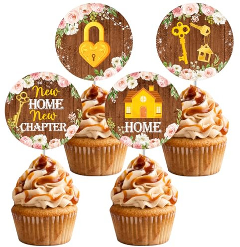 JOYMEMO 24 Pcs Housewarming Cupcake Toppers - New Home Theme Party Dekorationen, Willkommen zu Hause neues Haus für Frauen oder Männer liefert
