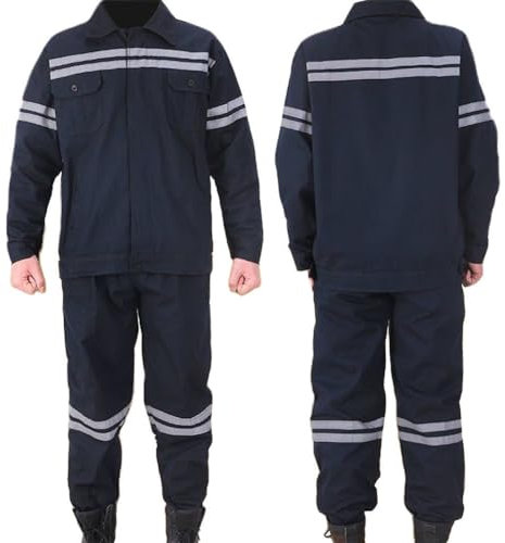 Welder Coverall Heavy Duty Safe Welding Overalls with Pocket Reflective Strip Boiler Suit Poly Cotton Protective Safety Work Wear for Men Women XL