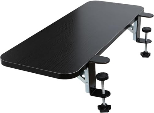 65cm 80cm Extra Wide Wooden Tray Platform, Keyboard Tray 90° Foldable Desk Extender For Home Office, Armrest Shelf Clamp-on Table Mount, Support Arm, Increase Desk Space ( Color : Black , Size : 80*25