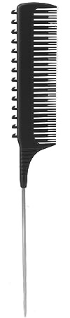 Highlighting Clip Comb,Durable Plastic Tail Comb with Hook Teeth,Fine Tooth Teasing Combs for Unisex,Hair Styling Rat Tail Parting Combs (Black)