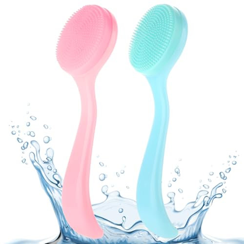 2 Pcs Face Scrubber Silicone Skincare Face Brush Cleanser Facial Cleansing Brushes for Cleaning and Exfoliating, Makeup Residues Removal