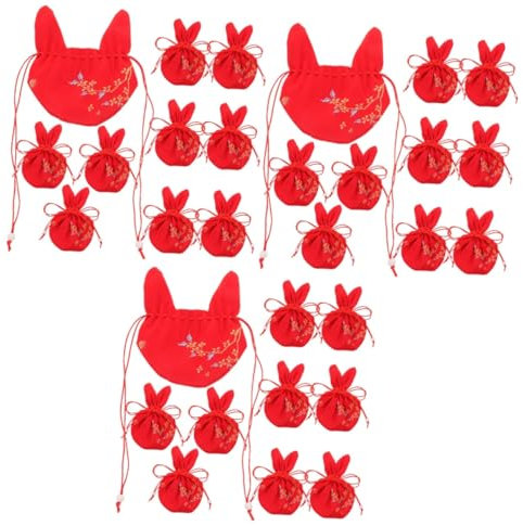 ABOOFAN 30 STK Kaninchenbeutel Geschenktüten Mit Kordelzug Zu Ostern Taschen Duftende Schubladeneinlagen Für Kommode Lavendelsäckchen Leer Gewürze Farbiges Seidentuch Keksbeutel Hanfu Rot