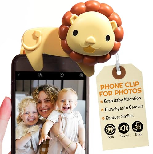 Looky Lou - Lion Rattle Phone Clip for Baby Pictures, Newborn Photography, Monthly Milestones, Photoshoot Props & First Birthdays - New Parent Gifts, Registry, Baby Shower, Mother's Day, Valentine's