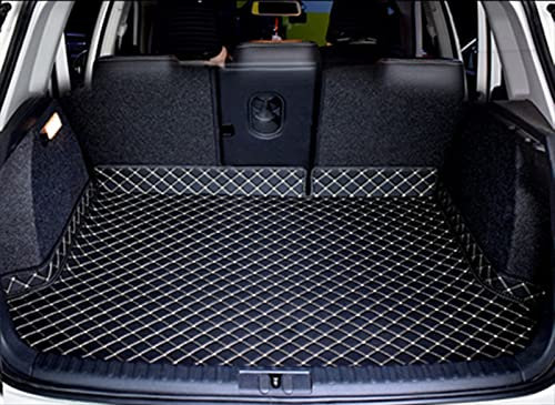 DZSJHGFDD Auto Kofferraummatte Leder-Kofferraummatten Für VW Für Tiguan 2012-2018 Anti-Dirty Protector Tray Cargo Liner Zubehör Styling Anti Rutsch Matte Gummi(Schwarzbeige,1 Stück)