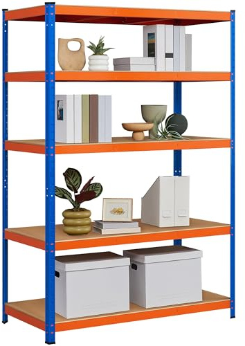 Yaheetech Étagères Charge Lourde 5 Niveaux, 180x120x60cm, Étagère de Rangement Réglable Max 875kg pour Hangar Entrepôt Cave/sous-Sol