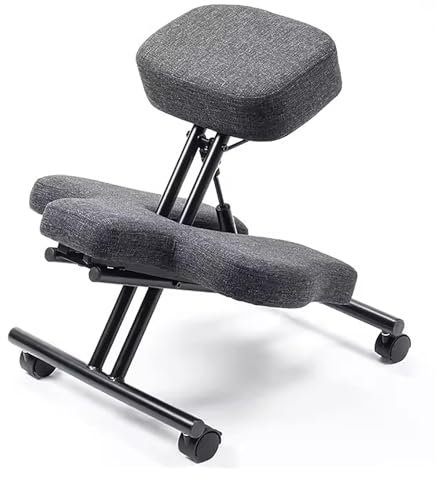 HDYZJQ kniestuhl ergonomisch Kniender Schaukelstuhl/Ergonomischer Schreibtischhocker, aufrecht, grau, höhenverstellbarer Meditationsbürostuhl, Stuhl mit Mehreren Sitzpositionen(Tilting Seat Cushion)