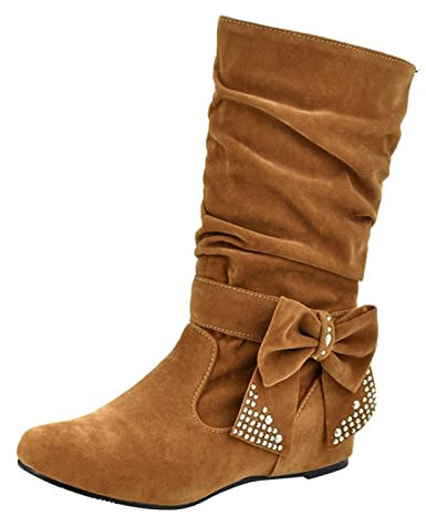 Bottines en daim pour femme - Élégantes bottes western avec nœud papillon - Bottes plates - Bottes d'équitation - Bottes d'équitation à enfiler - Bottes de travail - Bottes d'hiver, jaune, 37 EU