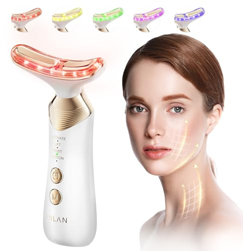 ANLAN Oro 24K Massaggio EMS Lifting Viso Anti-Rughe, Cura della Pelle di bellezza Luce Rosso e Blu, Pelle Sensibile Disponibile