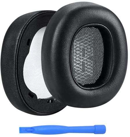 Ersatz Ohrpolster für JBL E65 (E65BT, E65BTNC)/Live 650 (650NC, 650BTNC)/Live 660 (660NC, 660BTNC)/Duet NC Kopfhörer von MMOBIEL - Memory-Schaumstoff und Protein PU Kopfhörer Ohrpolster – Schwarz