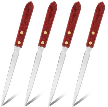 4pcs Wood Letter Openers, Stainless Steel Office Letter Opener Knife Pointed Tip Sword Envelope Slitters Lightweight Handle Mail Opener Tool for Office Home School Box Supplies