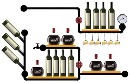 JOSIAHCQ Weinregal Wand Metall Flaschenregal Schmal Wine Rack Bar Regal Wand Weinschrank Hausbar Barschrank mit Weinglashalter Getränke Regal Mini Bar für Esszimmer Home Bar Küche