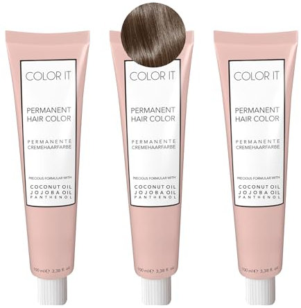 COLOR.IT by BM - Permanente Haarfarbe in Salonqualität, 3x 100ml (8.75 Hellbraun Braun Mahagoni, 3er Pack)
