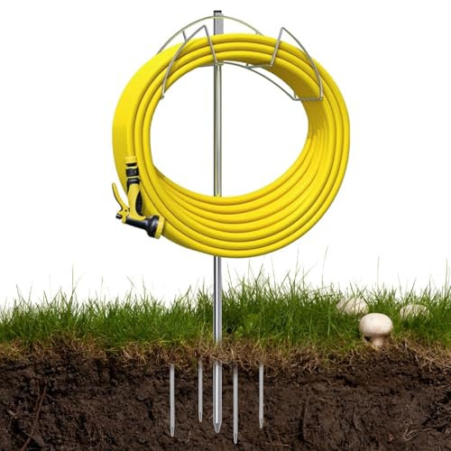 Soporte para manguera de agua, organizador de manguera de agua extraíble de metal Outsides, colgador de manguera independiente para organizar fácilmente las mangueras