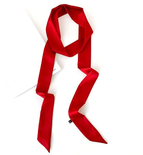 KARELLS dam satinbälte, 5 cm x 200 cm band, imitation silke lång halsduk, sidenscarf, slipshalsduk, midjebälte dam, klänning, satinklänning, satinband, långt damband, mode tygbälte tillbehör, Vinröd,