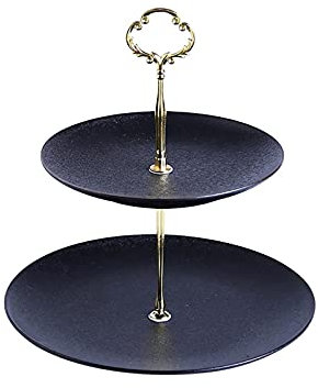 KHYTEBV Alzata per Torta a 2 Piani in Ceramica, Tavolo da Dessert Staccabile, Supporto per Frutta, Vassoio per Dessert, Vassoio per casa, Ristorante, Hotel, Dessert