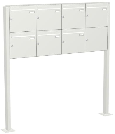 Briefkastenanlage | KNOBLOCH | Freistehend zum Aufschrauben | Weiß | 7-Fach | senkrechte Kästen