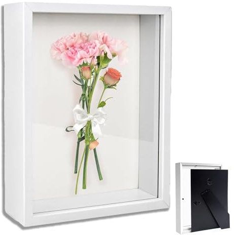 Bilderrahmen zum Befüllen, Tiefer Bilderrahmen zum Befüllen 10 x 15 cm, mit Transparente Acrylplatte, 3D Objektrahmen Tiefer 3cm, Quadratischer Stereoskopischer Rahmen, Wände, Kunsthandwerk, Weiß