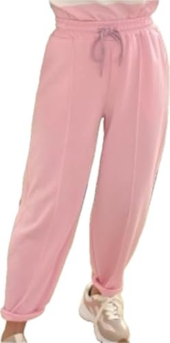19 de enero Pantalones Jogger Deportivos para Mujer, Estilo Globo, Casual con Cordón,Pantalon (FR/ES, Letras, Talla única, Regular, Regular, Rosa)