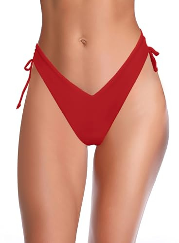 SHEKINI Costume da bagno da donna dal taglio alto, brasiliano, costume da bagno estivo con taglio alto, costume da bagno, Colore: rosso, XL
