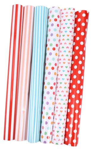 GOOHOCHY 6stücke Geschenkpapier Wasserdichtes Geschenkverpackungspapier Rot-weiße Punkte Streifen in Blau Rot Und Orange Für Diy Projekte Und Kreative Geschenkverpackungen